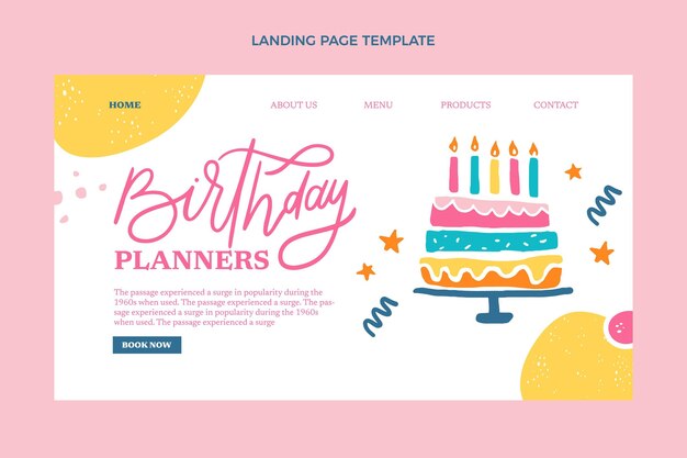 Flat design minimal birthday landing page