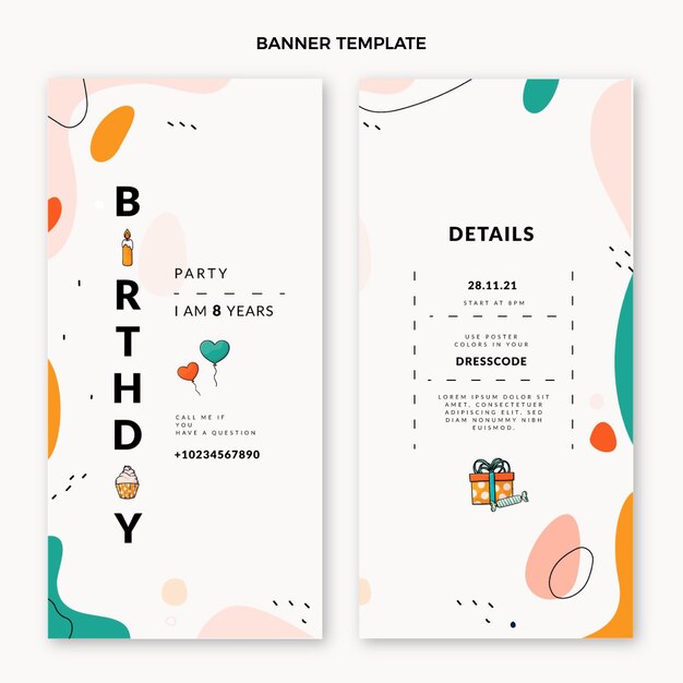 Flat design minimal birthday vertical banners