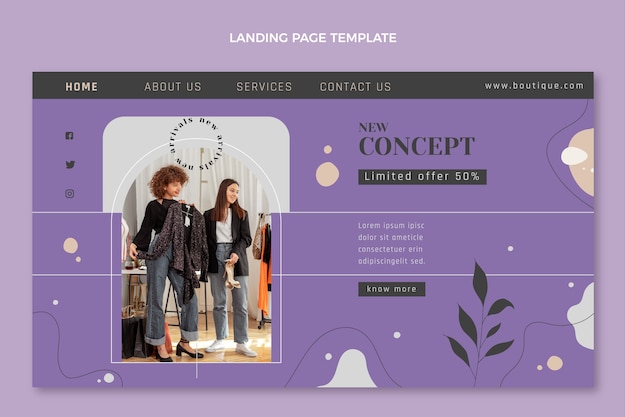 Free Vector flat design minimal boutique landing page template