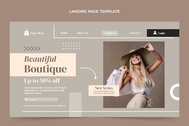 Flat design minimal boutique landing page