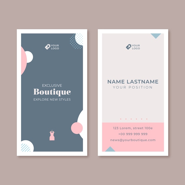 Flat design minimal boutique template  business card