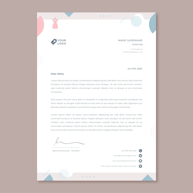 Flat design minimal boutique template letterhead