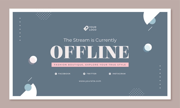 Flat design minimal boutique template twitch background