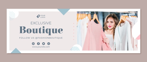 Free vector flat design minimal boutique template twitter header