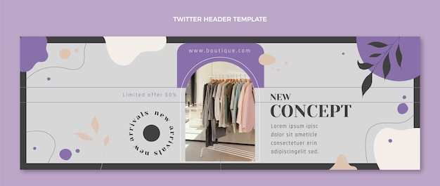 Free vector flat design minimal boutique twitter header template