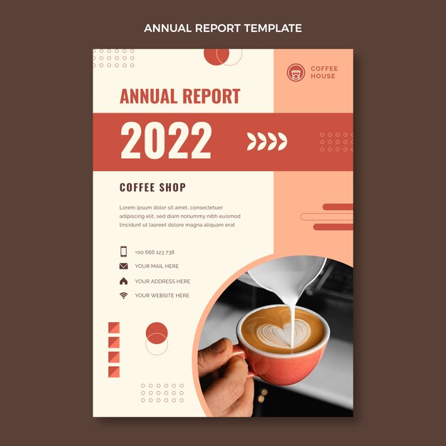 Flat design minimal coffee shop annual report