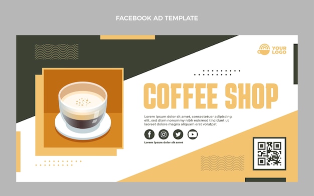 Free Vector flat design minimal coffee shop facebook cover