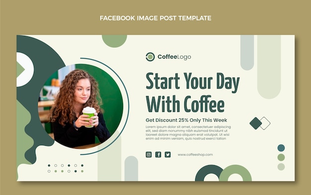 Free Vector flat design minimal coffee shop facebook template