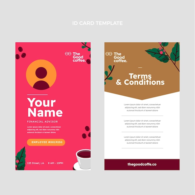 Flat design minimal coffee shop id card