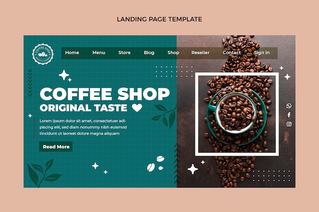 Free Vector flat design minimal coffee shop landing page