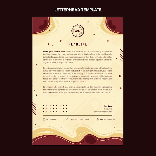 Flat design minimal coffee shop letterhead