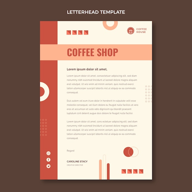 Flat design minimal coffee shop letterhead