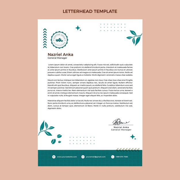 Flat design minimal coffee shop letterhead