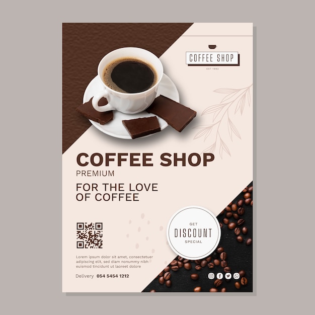 Flat design minimal coffee shop poster