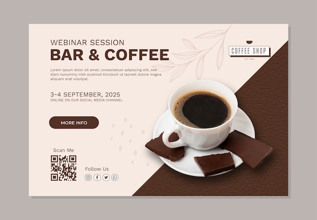 Free Vector flat design minimal coffee shop webinar