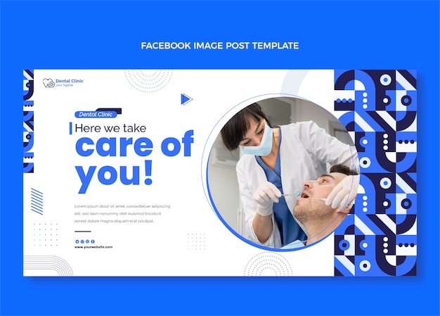 Flat design minimal dental clinic facebook post