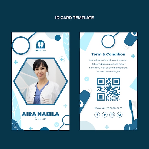 Flat design minimal dental clinic id card