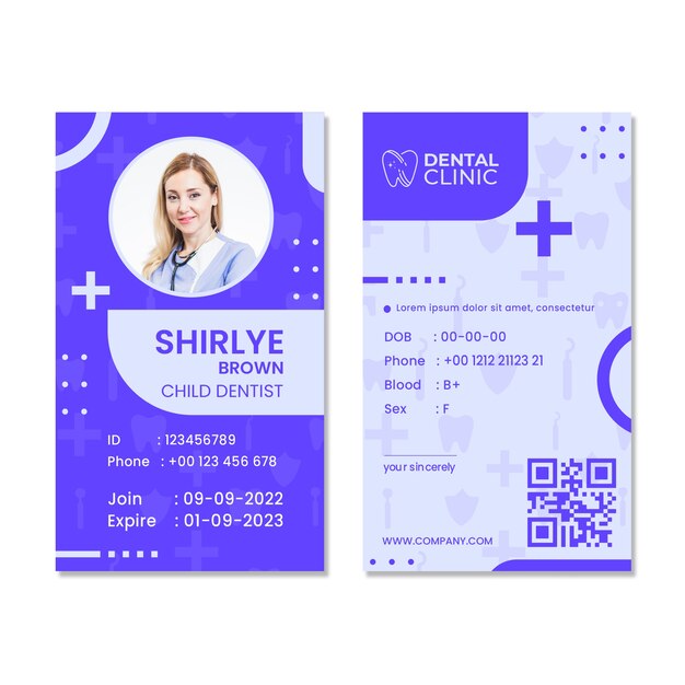 Flat design minimal dental clinic id card