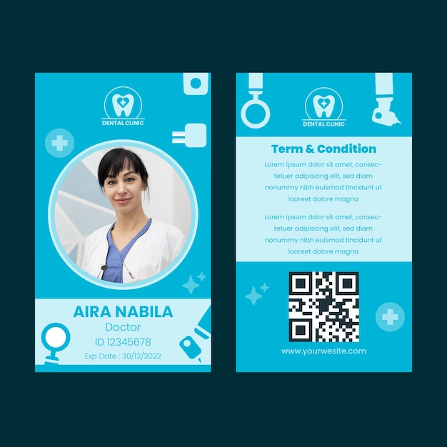 Free vector flat design minimal dental clinic id card