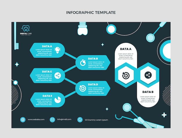 Flat design minimal dental clinic infographic template