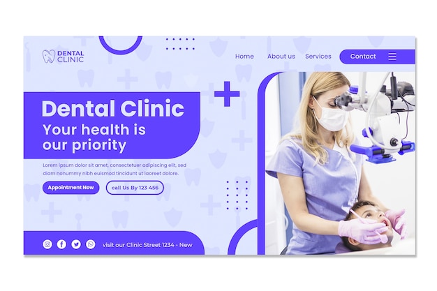 Flat design minimal dental clinic landing page