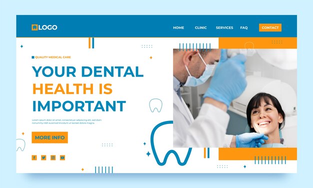 Flat design minimal dental clinic template