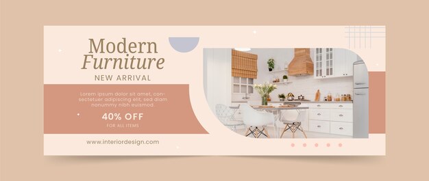 Flat design minimal interior design facebook cover template