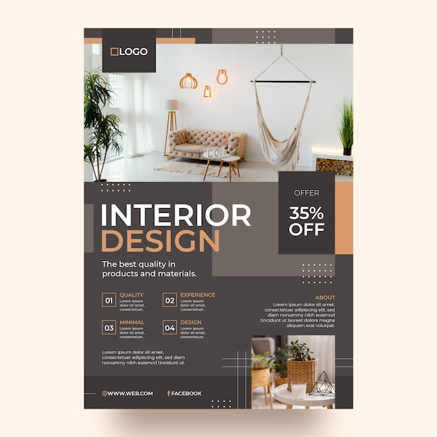 Free Vector flat design minimal interior design poster