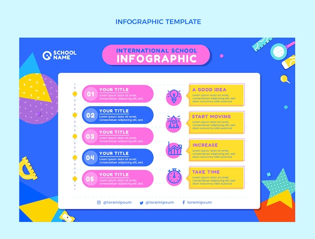 Flat design minimal international school infographic