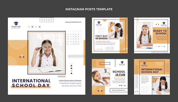 Flat design minimal international school template