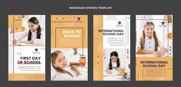 Free vector flat design minimal international school template