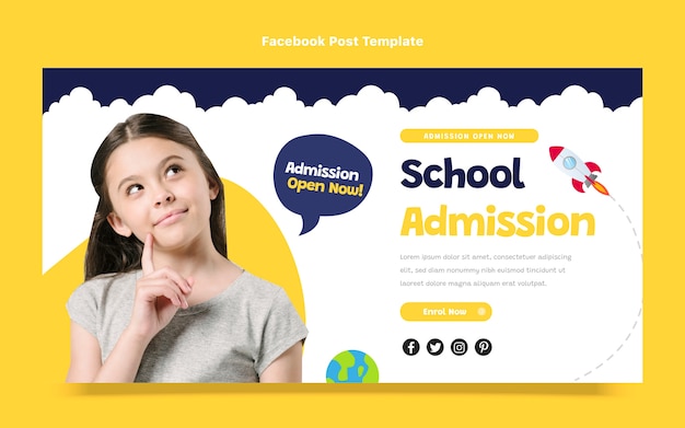 Free Vector flat design minimal international school template