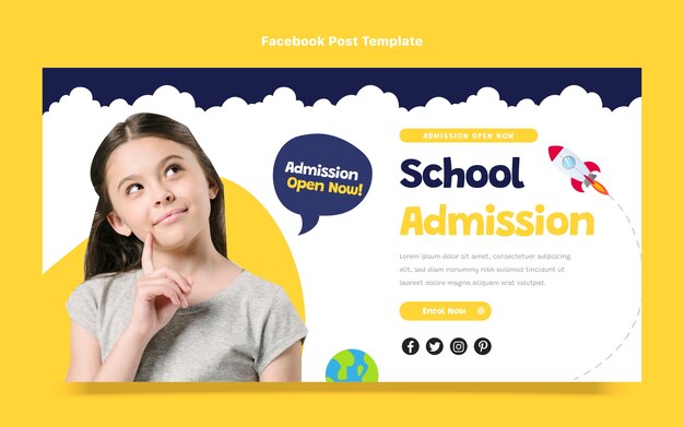 Flat design minimal international school template