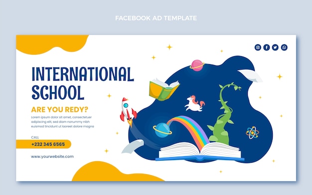 Flat design minimal international school template