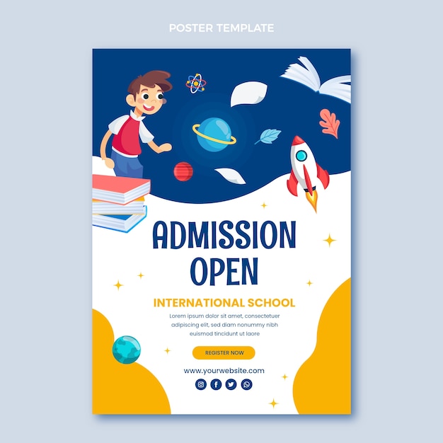 Flat design minimal international school template