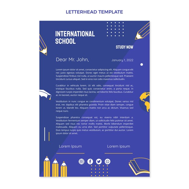 Flat design minimal international school template