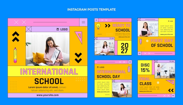 Flat design minimal international school template