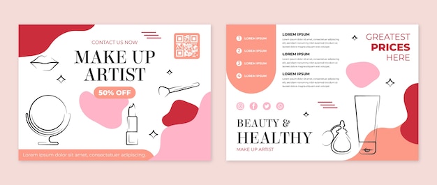 Flat design minimal makeup artist brochure