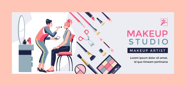 Flat design minimal makeup artist facebook cover