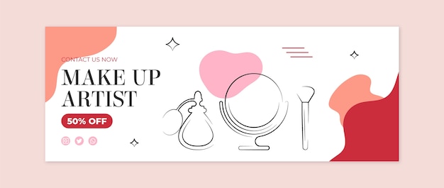 Flat design minimal makeup artist facebook cover