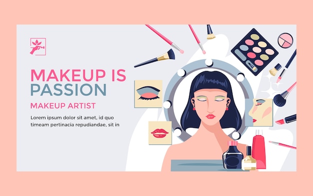 Flat design minimal makeup artist facebook post