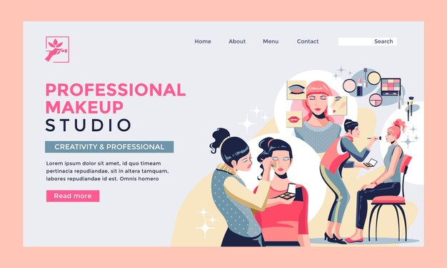 Flat design minimal makeup artist landing page