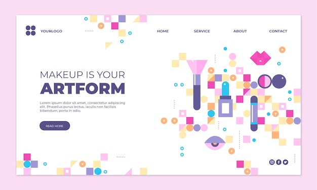 Flat design minimal makeup artist landing page