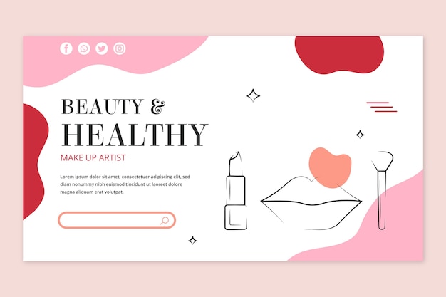 Flat design minimal makeup artist landing page