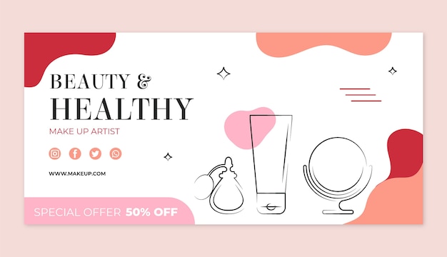 Flat design minimal makeup artist sale background