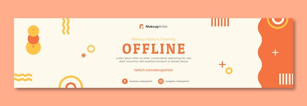 Flat design minimal makeup artist twitch banner