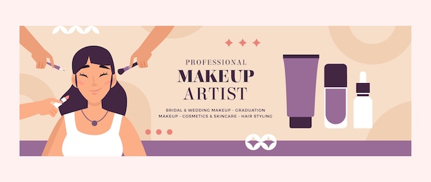 Flat design minimal makeup artist twitter header