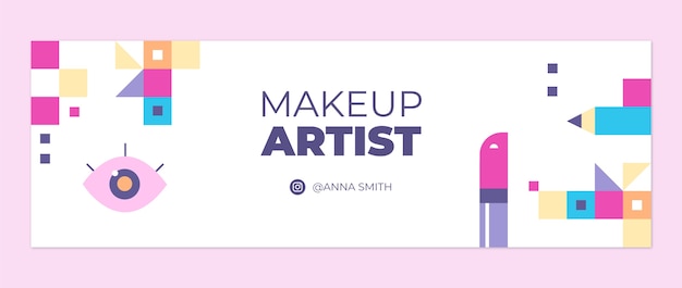 Flat design minimal makeup artist twitter header