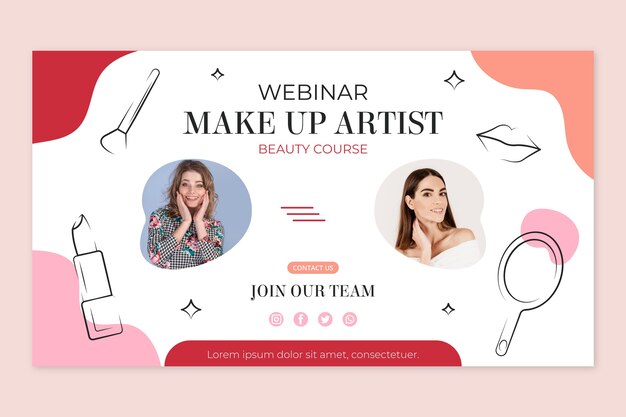 Flat design minimal makeup artist webinar