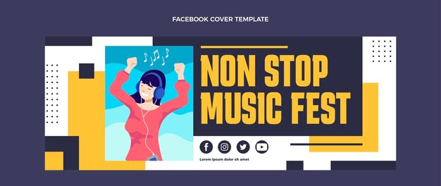 Flat design minimal music festival facebook cover